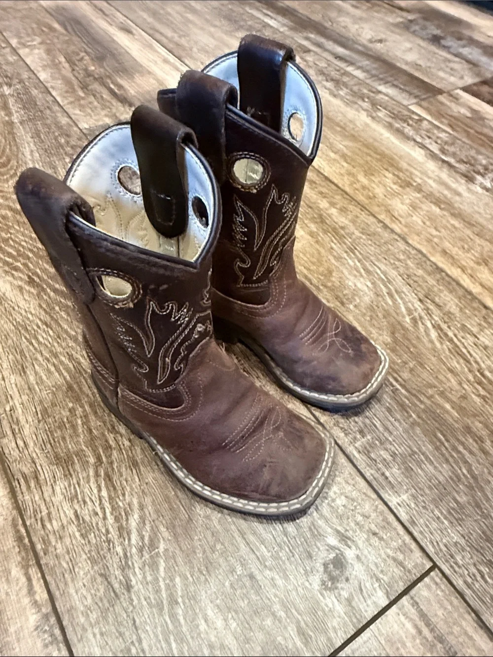 Old West Brown Kids Western Pull-On Cowboy Boots